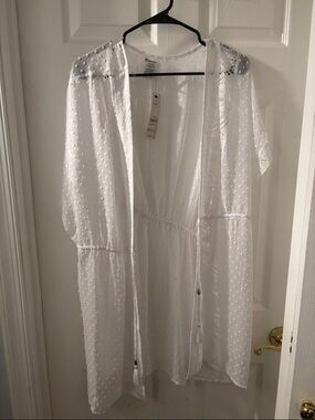 White Swiss Dot Sheer Swim Coverup